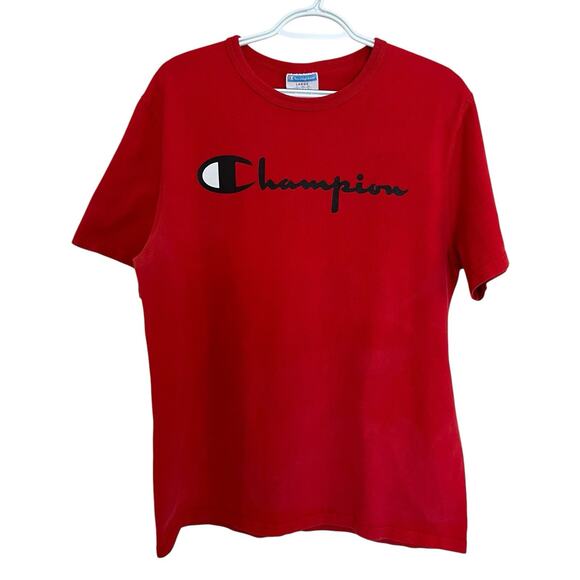 Champion | Vintage 90s Shirt Men’s Size L Red Blue Bar Tag Grunge sun fade - Picture 1 of 8
